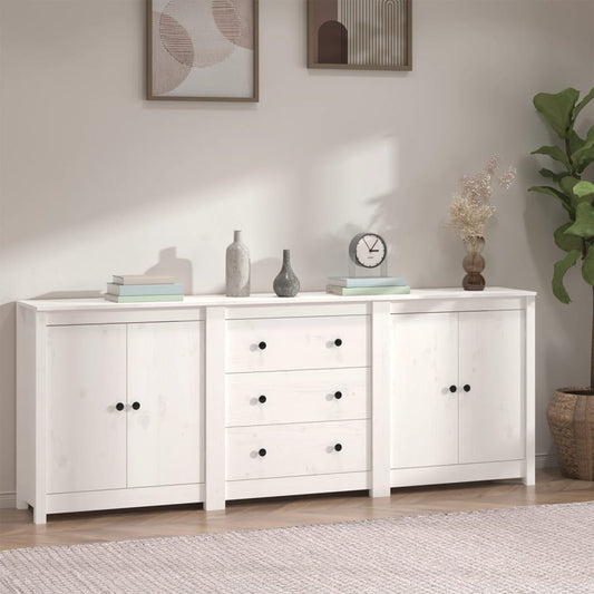 Sideboard white 210x35x80 cm solid pine