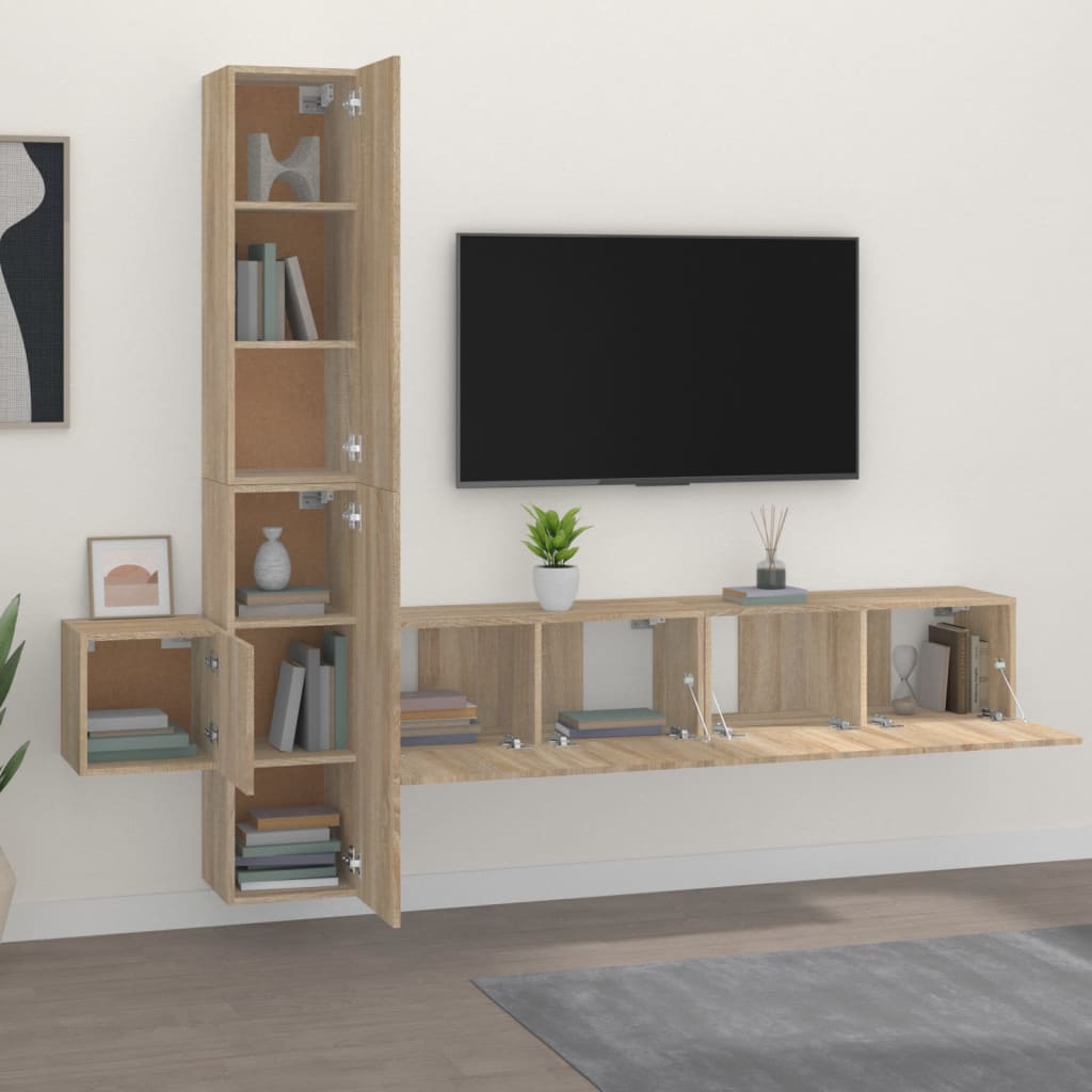 5-piece TV cabinet set Sonoma oak wood material
