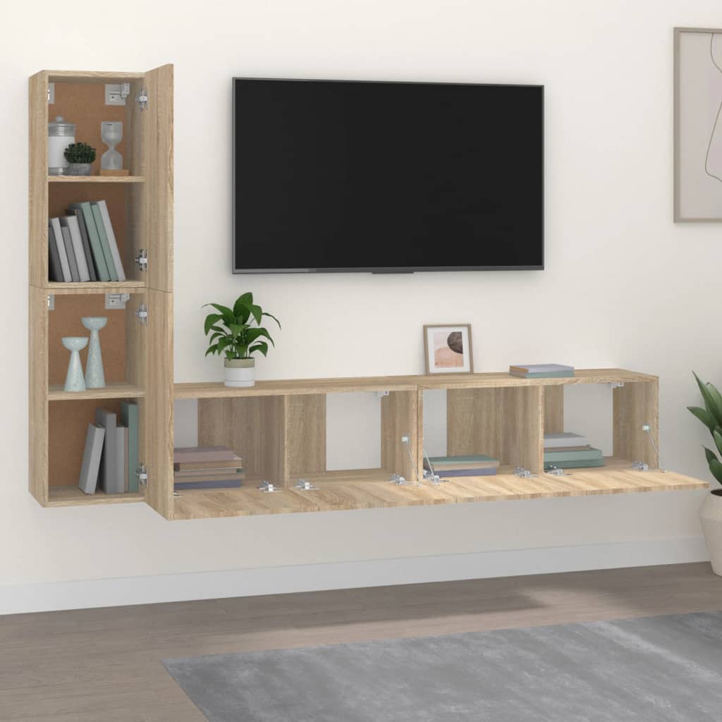 4-piece TV cabinet set Sonoma oak wood material