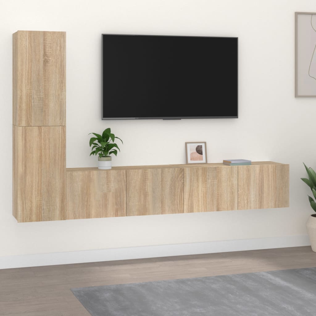 4-piece TV cabinet set Sonoma oak wood material