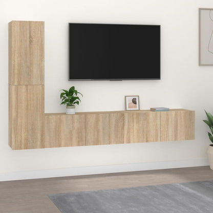 4-piece TV cabinet set Sonoma oak wood material