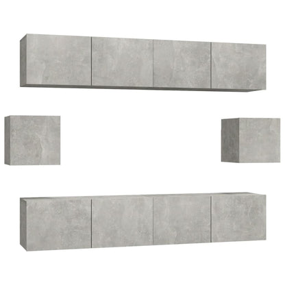 6-piece TV cabinet set concrete grey wood material