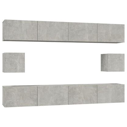 6-piece TV cabinet set concrete grey wood material