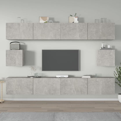 6-piece TV cabinet set concrete grey wood material