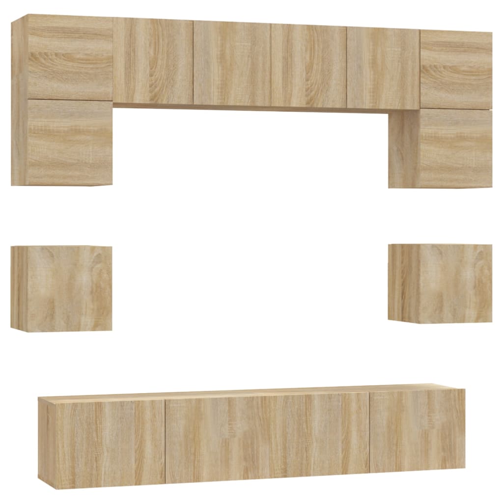 8-piece TV cabinet set Sonoma oak wood material