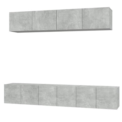 5-piece TV cabinet set concrete grey wood material