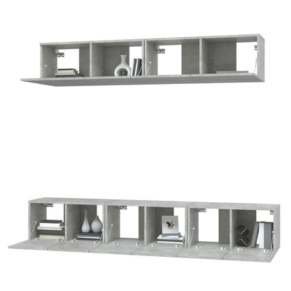 5-piece TV cabinet set concrete grey wood material
