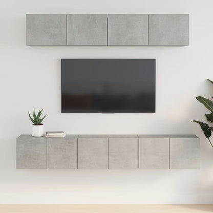 5-piece TV cabinet set concrete grey wood material