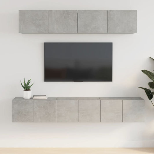 5-piece TV cabinet set concrete grey wood material