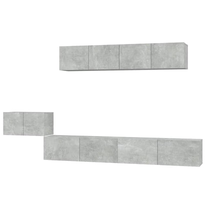 5-piece TV cabinet set concrete grey wood material