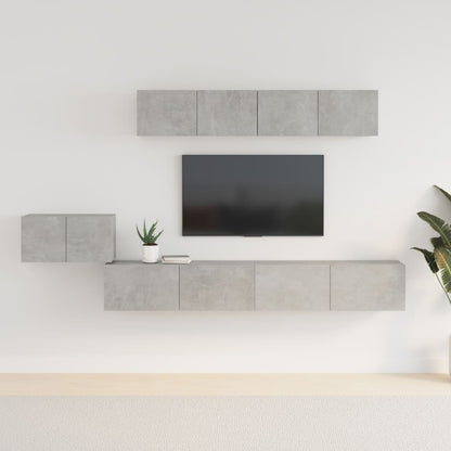 5-piece TV cabinet set concrete grey wood material