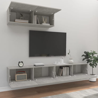 3-piece TV cabinet set concrete grey wood material
