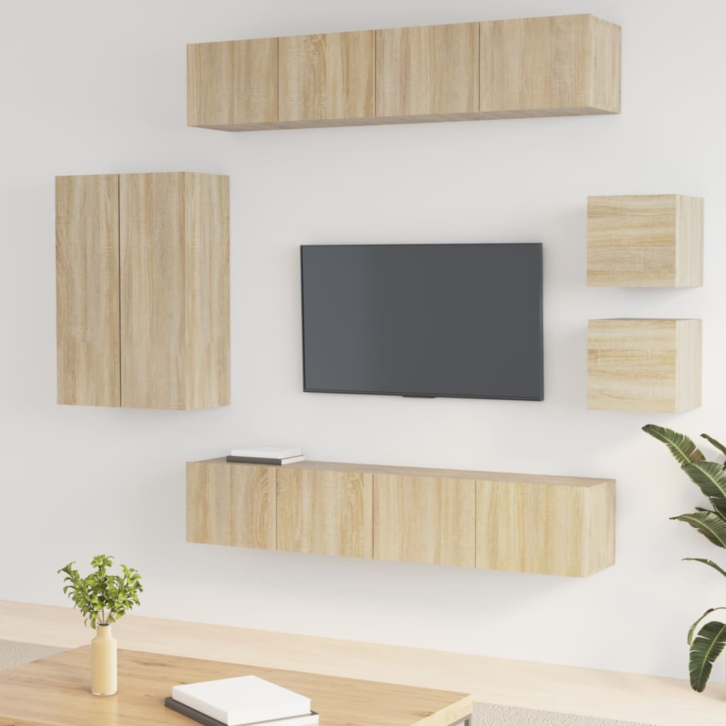 8-piece TV cabinet set Sonoma oak wood material
