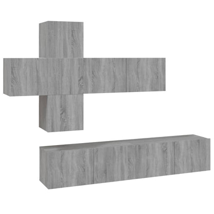 7-piece TV cabinet set grey Sonoma wood material