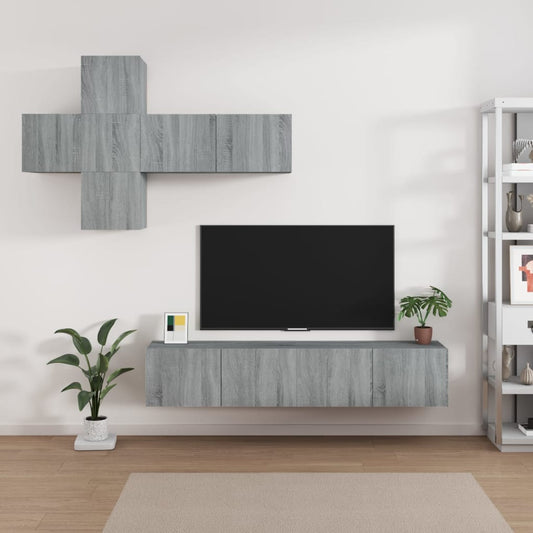 7-piece TV cabinet set grey Sonoma wood material