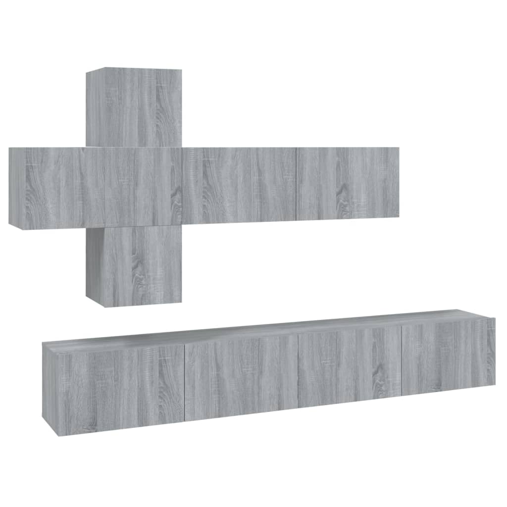7-piece TV cabinet set grey Sonoma wood material