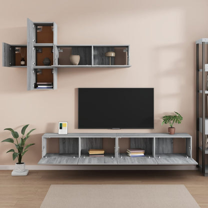 7-piece TV cabinet set grey Sonoma wood material