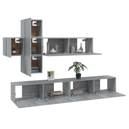 7-piece TV cabinet set grey Sonoma wood material