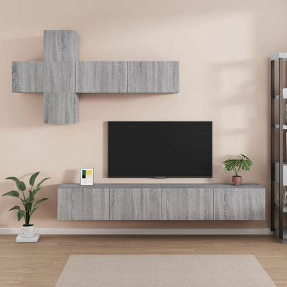 7-piece TV cabinet set grey Sonoma wood material