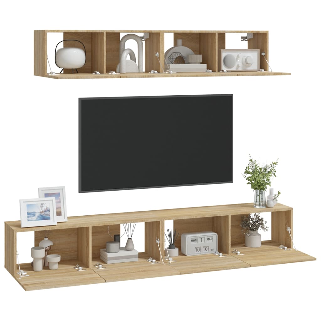 4-piece TV cabinet set Sonoma oak wood material