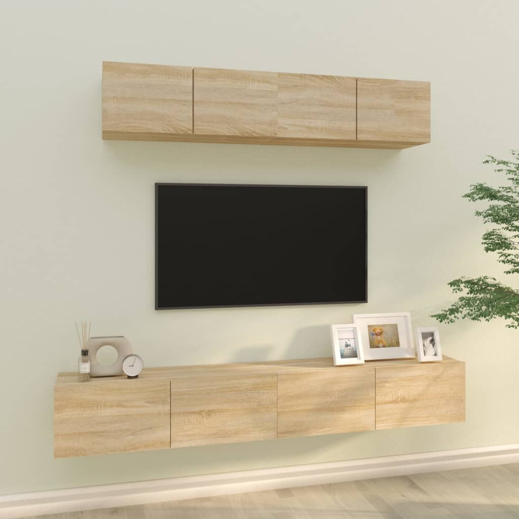 4-piece TV cabinet set Sonoma oak wood material