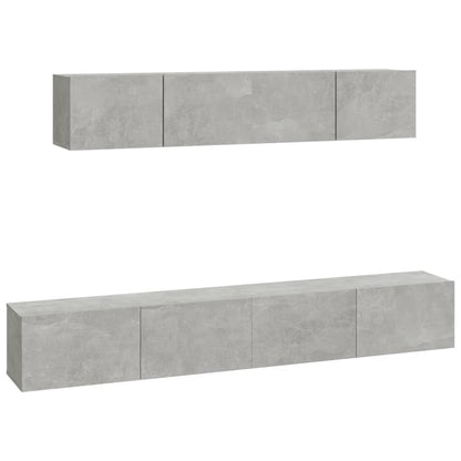 4-piece TV cabinet set concrete grey wood material