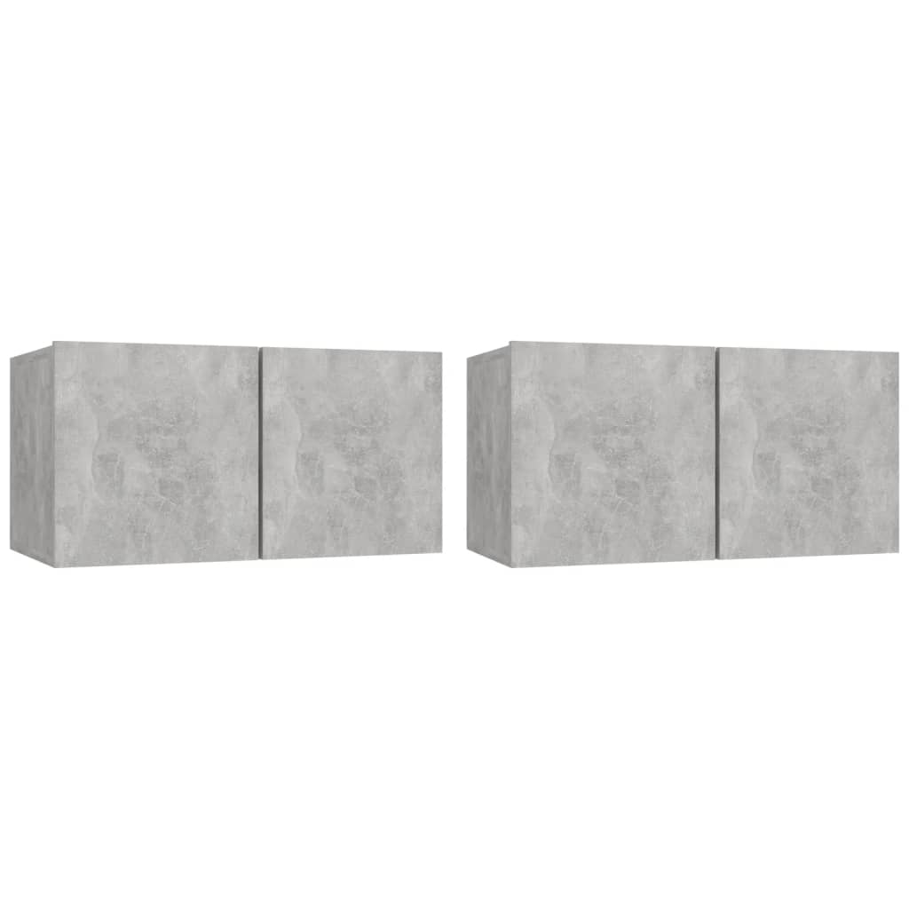 4-piece TV cabinet set concrete grey wood material