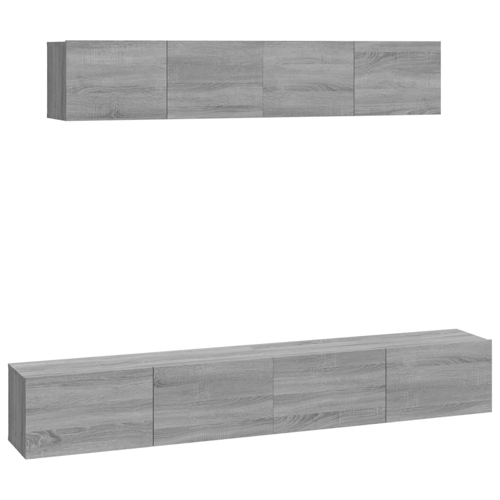 4-piece TV cabinet set grey Sonoma wood material