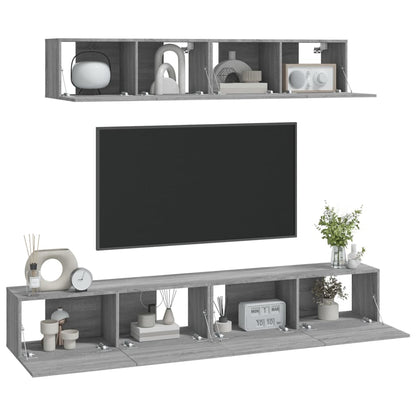 4-piece TV cabinet set grey Sonoma wood material