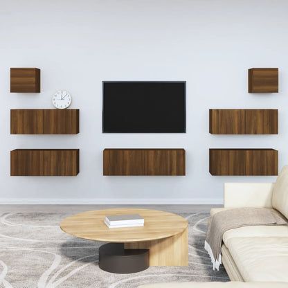 7-piece TV cabinet set brown oak look wood material