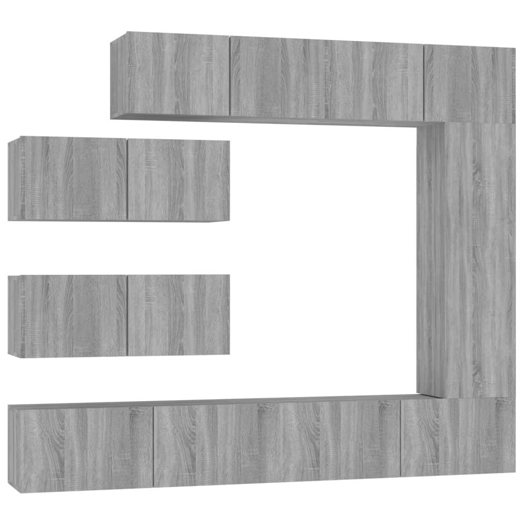 7-piece TV cabinet set grey Sonoma wood material