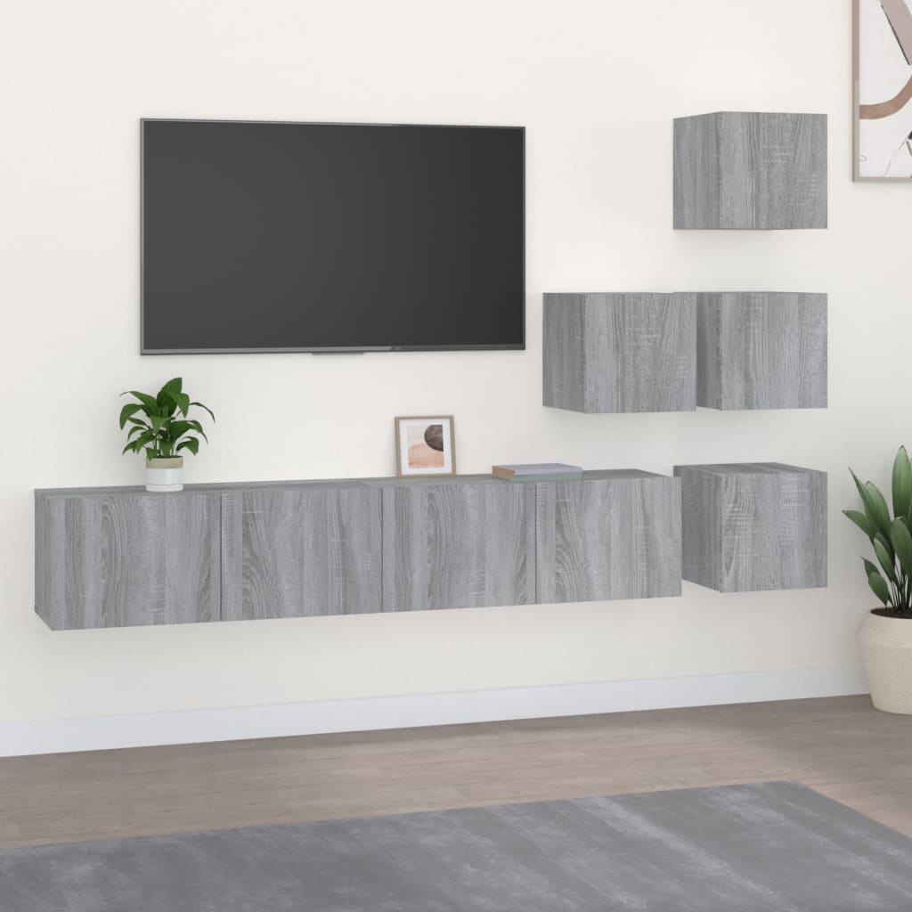 TV wall cabinet grey Sonoma wood material