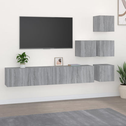 TV wall cabinet grey Sonoma wood material