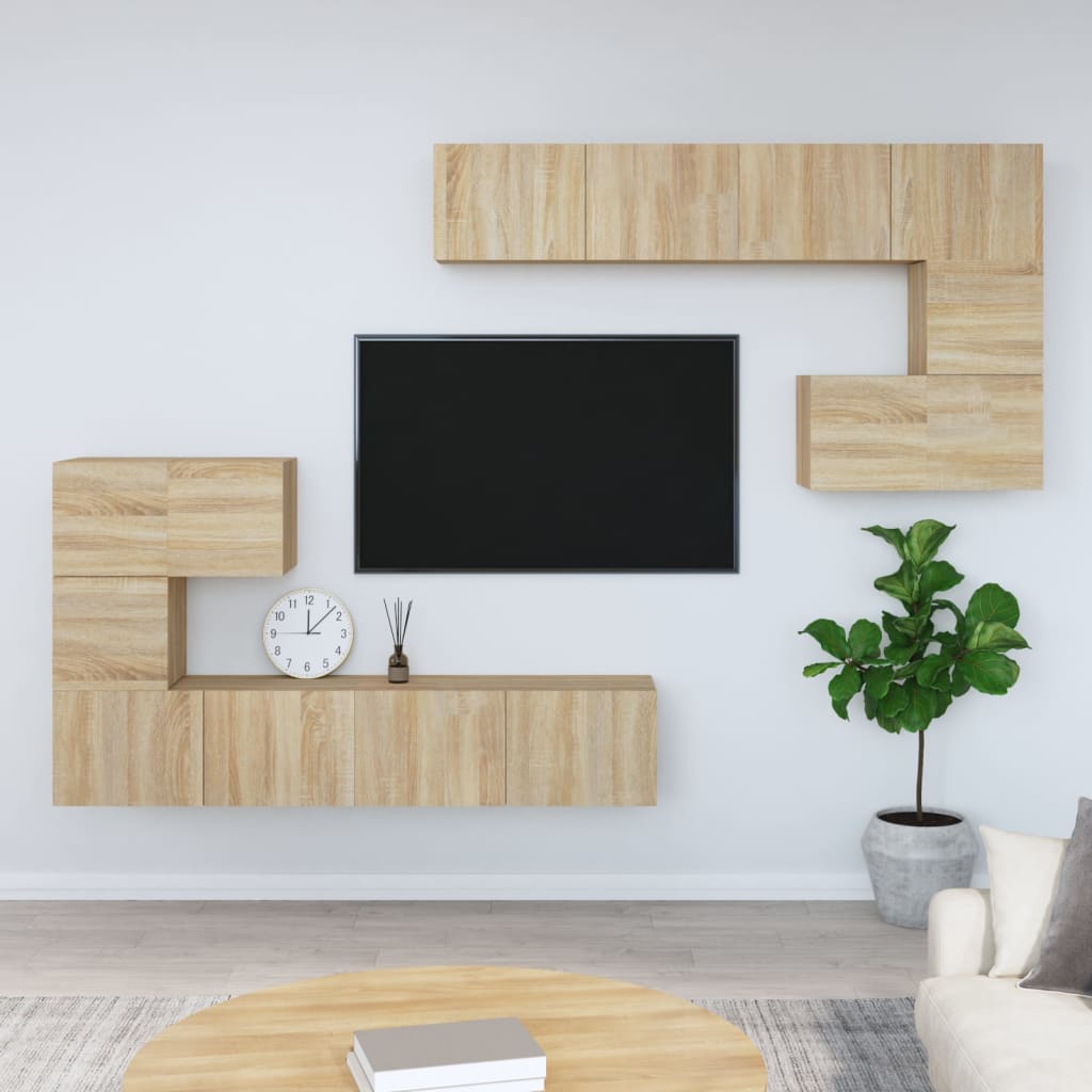 TV wall cabinet Sonoma oak wood material