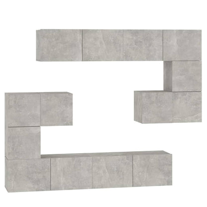 TV wall cabinet concrete grey wood material