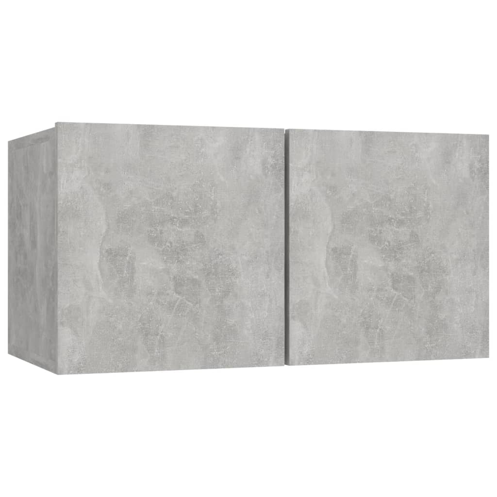 TV wall cabinet concrete grey wood material