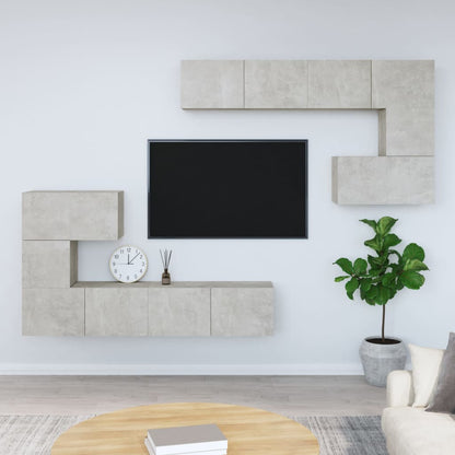 TV wall cabinet concrete grey wood material