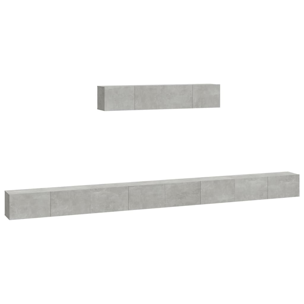 6-piece TV cabinet set concrete grey wood material