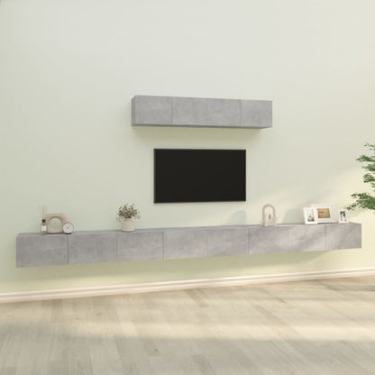 6-piece TV cabinet set concrete grey wood material