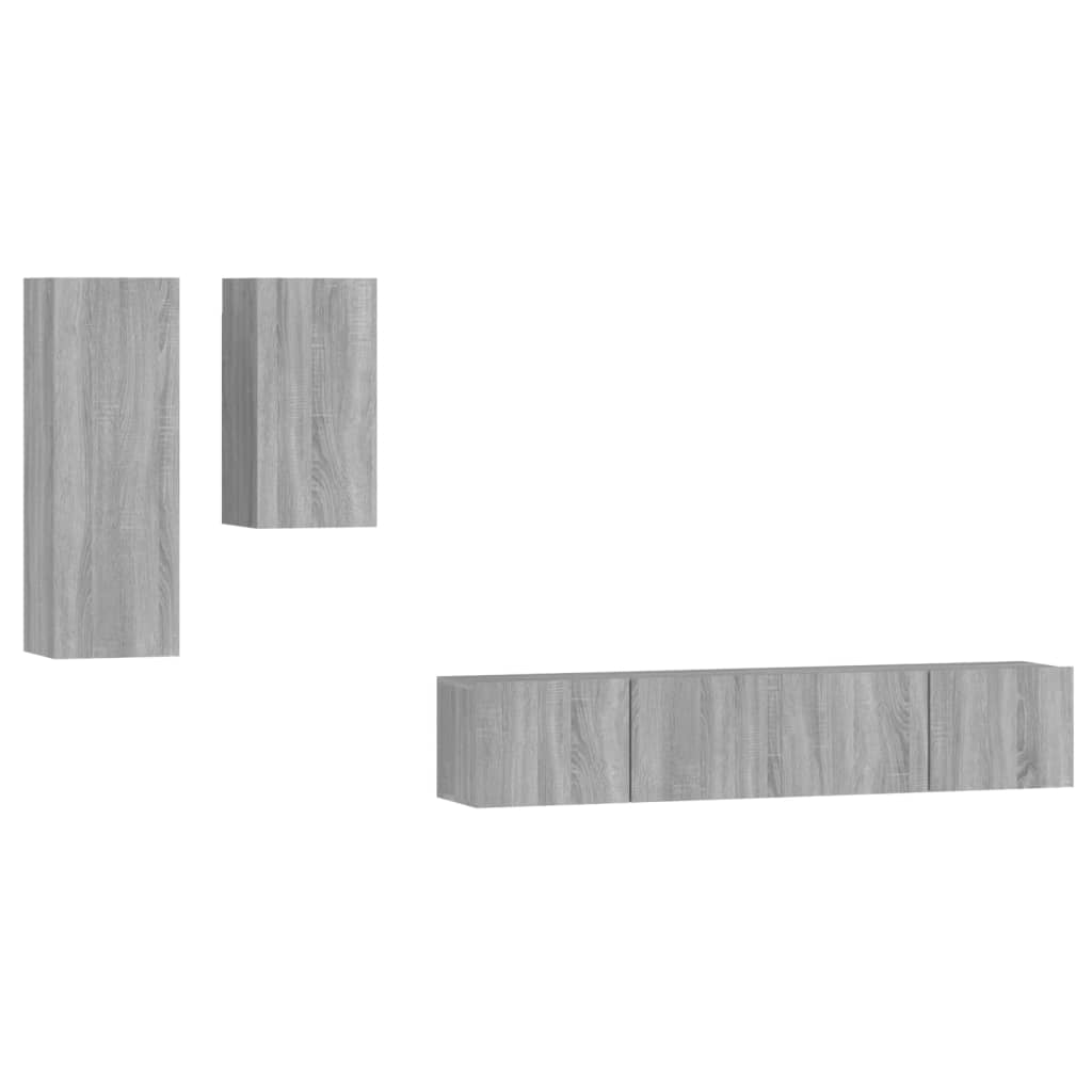 4-piece TV cabinet set grey Sonoma wood material