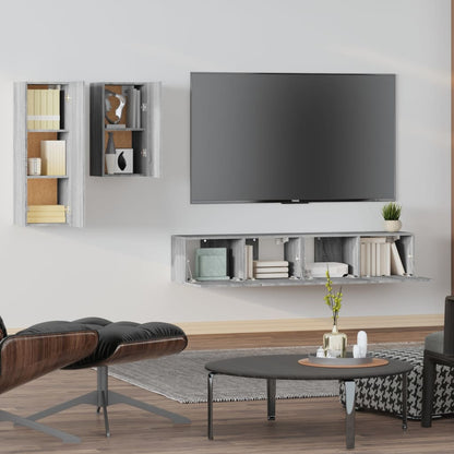 4-piece TV cabinet set grey Sonoma wood material