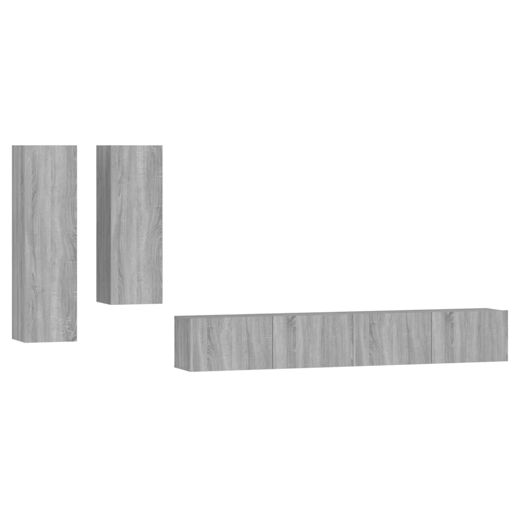 4-piece TV cabinet set grey Sonoma wood material