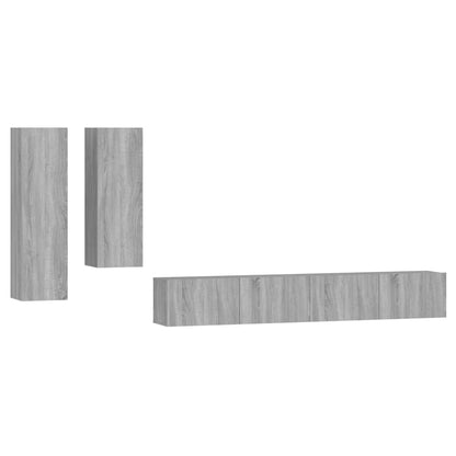 4-piece TV cabinet set grey Sonoma wood material
