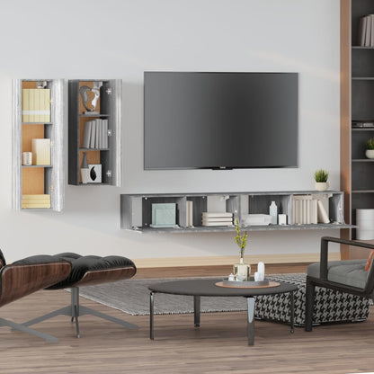 4-piece TV cabinet set grey Sonoma wood material