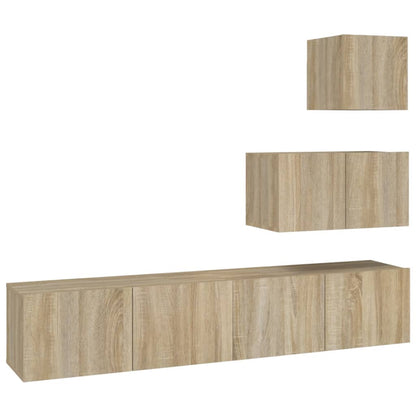 4-piece TV cabinet set Sonoma oak wood material