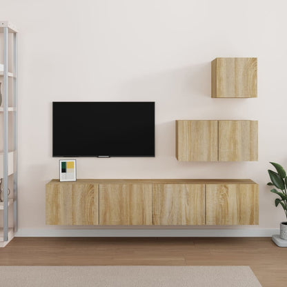 4-piece TV cabinet set Sonoma oak wood material