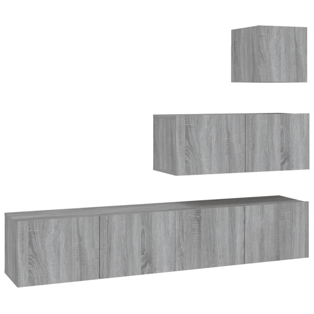4-piece TV cabinet set grey Sonoma wood material