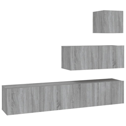 4-piece TV cabinet set grey Sonoma wood material