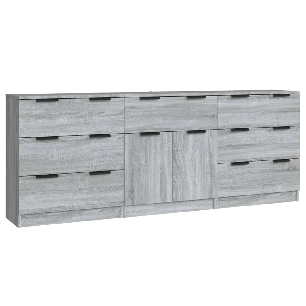 3-piece sideboard grey Sonoma wood material