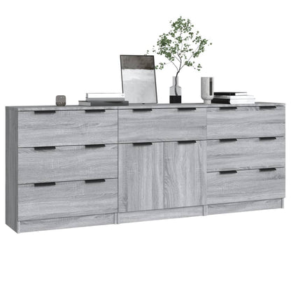 3-piece sideboard grey Sonoma wood material